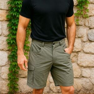 PERFORMANCE Olive Cargo-Style Padded Biking Shorts, M